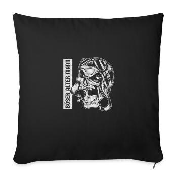 Motocycliste Bad Old Man avec casque de moto - Housse de coussin décorative 45 x 45 cm - noir - Devant
