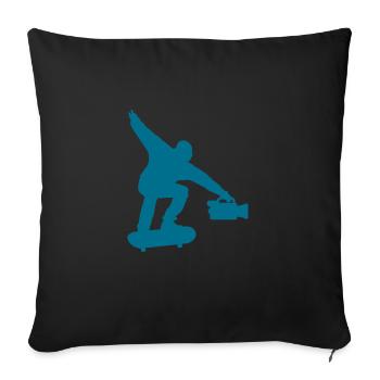 Skateboarder Skateboard Cinéaste - Housse de coussin décorative 45 x 45 cm - noir - Devant
