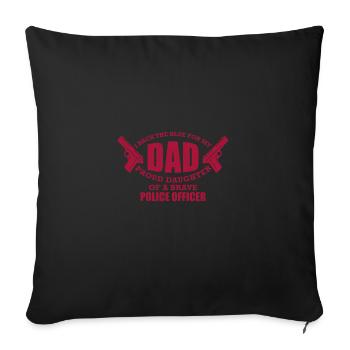 Policier Fille Père Je soutiens le Bleu Pour Mon Père - Housse de coussin décorative 45 x 45 cm - noir - Devant