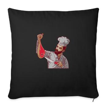 Turkish Restaurant Chef With T-Bone Steak And - Sofa pillowcase 17,3'' x 17,3'' (45 x 45 cm) - black - Front