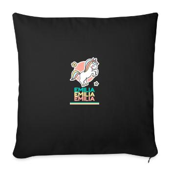 Emilia Prénom Cadeau Douce Licorne - Housse de coussin décorative 45 x 45 cm - noir - Devant