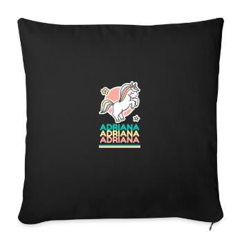 Adriana First Name Gift Sweet Unicorn - Sofa pillowcase 17,3'' x 17,3'' (45 x 45 cm) - black - Front