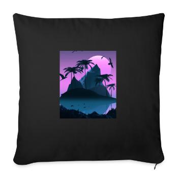 Vaporwave Aesthetic Palmiers de l’île tropicale - Housse de coussin décorative 45 x 45 cm - noir - Devant