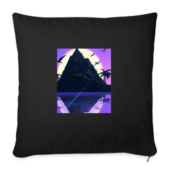 Vaporwave Aesthetic Island Palm Mountains - Housse de coussin décorative 45 x 45 cm - noir - Devant