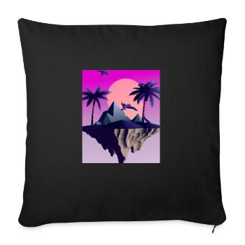 Vaporwave Aesthetic Flying Island - Sofa pillowcase 17,3'' x 17,3'' (45 x 45 cm) - black - Front