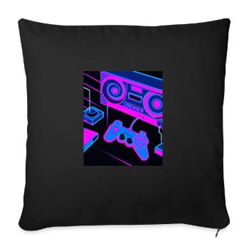Vaporwave Aesthetic Gaming Console Controller - Sofa pillowcase 17,3'' x 17,3'' (45 x 45 cm) - black - Front
