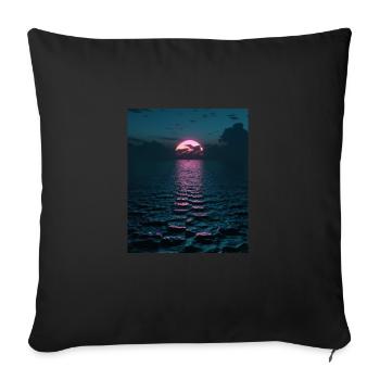 Vaporwave Aesthetic Sunset Sea - Sofa pillowcase 17,3'' x 17,3'' (45 x 45 cm) - black - Front