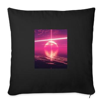 Vaporwave Aesthetic Sunset Sea - Sofa pillowcase 17,3'' x 17,3'' (45 x 45 cm) - black - Front