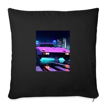 Vaporwave Aesthetic Sports Car Rain Night - Housse de coussin décorative 45 x 45 cm - noir - Devant