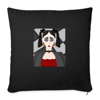 Cubisme Art Portrait d’une fille goth dans - Housse de coussin décorative 45 x 45 cm - noir - Devant