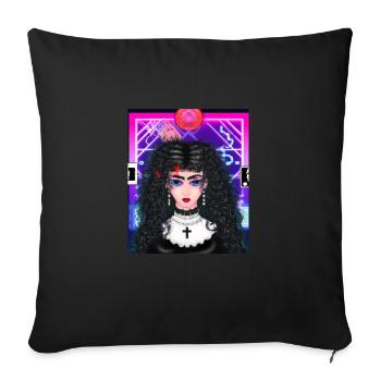 Goth Anime Vaporwave Cute Creepy Goth Girl - Sofa pillowcase 17,3'' x 17,3'' (45 x 45 cm) - black - Front