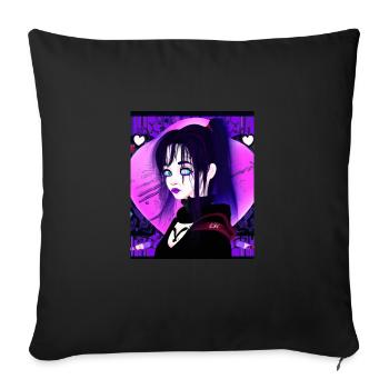 Goth Anime Vaporwave Cute Creepy Goth Girl - Sofa pillowcase 17,3'' x 17,3'' (45 x 45 cm) - black - Front