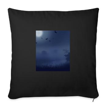 Esthétique gothique Pleine Lune et chauves-souris - Housse de coussin décorative 45 x 45 cm - noir - Devant