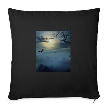 Esthétique gothique Pleine Lune et chauves-souris - Housse de coussin décorative 45 x 45 cm - noir - Devant