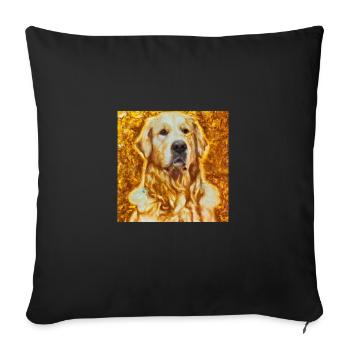 Portrait du Golden Retriever Gustav Klimt Style Chien - Housse de coussin décorative 45 x 45 cm - noir - Devant