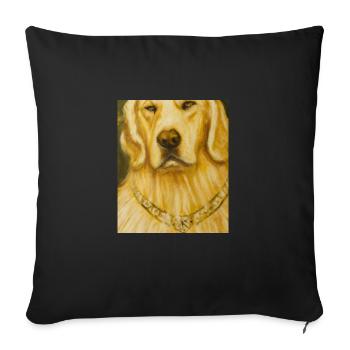Portrait du Golden Retriever Gustav Klimt Style Chien - Housse de coussin décorative 45 x 45 cm - noir - Devant
