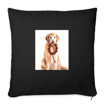 Couronne de l’Avent Golden Retriever des chiens de Noël - Housse de coussin décorative 45 x 45 cm - noir - Devant