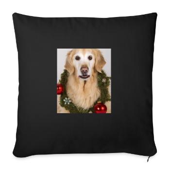 Couronne de l’Avent Golden Retriever des chiens de Noël - Housse de coussin décorative 45 x 45 cm - noir - Devant