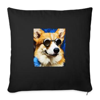 Corgi Portrait Vincent Van Gogh Style Dog - Sofa pillowcase 17,3'' x 17,3'' (45 x 45 cm) - black - Front