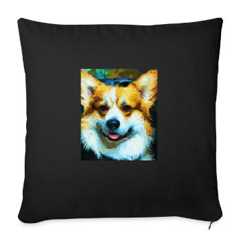 Corgi Portrait Vincent Van Gogh Style Dog - Sofa pillowcase 17,3'' x 17,3'' (45 x 45 cm) - black - Front