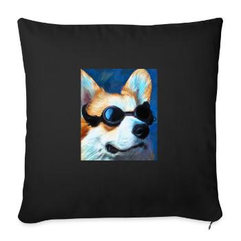 Corgi Portrait Vincent Van Gogh Style Dog - Sofa pillowcase 17,3'' x 17,3'' (45 x 45 cm) - black - Front