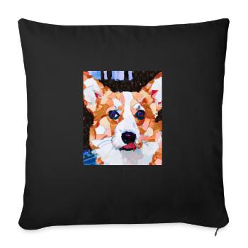Corgi Portrait Cubisme Chien - Housse de coussin décorative 45 x 45 cm - noir - Devant