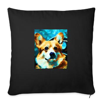 Corgi Portrait Vincent Van Gogh Style Dog - Sofa pillowcase 17,3'' x 17,3'' (45 x 45 cm) - black - Front