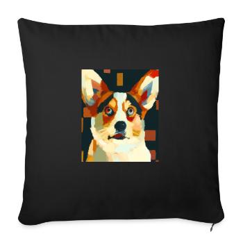 Corgi Portrait Cubism Dog - Sofa pillowcase 17,3'' x 17,3'' (45 x 45 cm) - black - Front