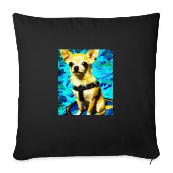 Chihuahua Portrait Vincent Van Gogh Style Dog - Sofa pillowcase 17,3'' x 17,3'' (45 x 45 cm) - black - Front