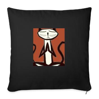 Cat Portrait Meditating Cat Cubism - Sofa pillowcase 17,3'' x 17,3'' (45 x 45 cm) - black - Front