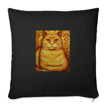 Cat Portrait Gustav Klimt Style Cat - Sofa pillowcase 17,3'' x 17,3'' (45 x 45 cm) - black - Front