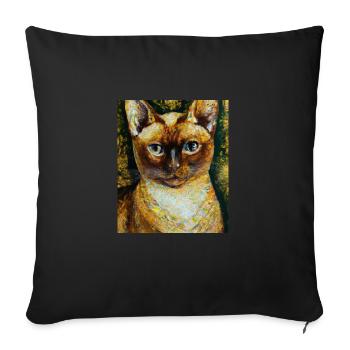 Siam Cats Portrait Gustav Klimt Style Cat - Sofa pillowcase 17,3'' x 17,3'' (45 x 45 cm) - black - Front