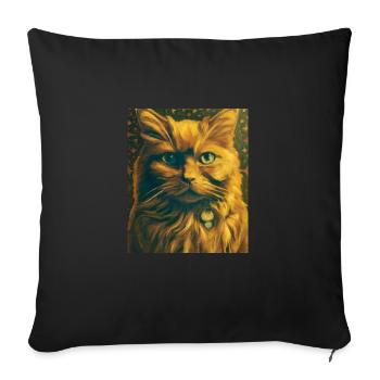 Cat Portrait Gustav Klimt Style Cat - Sofa pillowcase 17,3'' x 17,3'' (45 x 45 cm) - black - Front