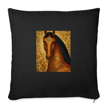 Pferde Portrait Pferd Gustav Klimt Style - Sofakissenbezug 45 x 45 cm - Schwarz - Vorne
