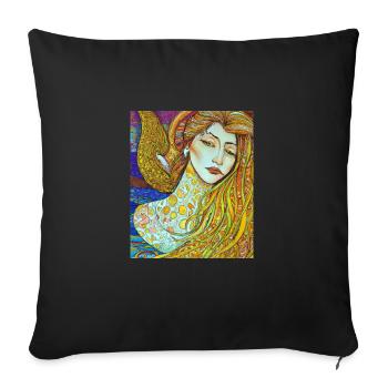 Mermaid Portrait Gustav Klimt Style - Sofa pillowcase 17,3'' x 17,3'' (45 x 45 cm) - black - Front