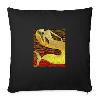 Mermaid Portrait Gustav Klimt Style - Sofa pillowcase 17,3'' x 17,3'' (45 x 45 cm) - black - Front