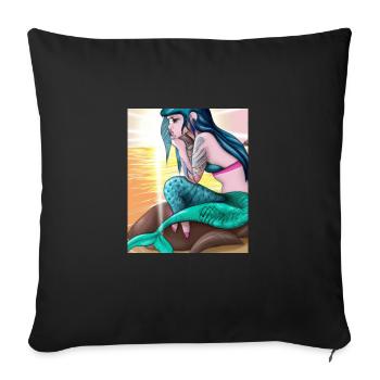 Mermaid Tattoo Retro Goth Girl Beach Sea - Sofa pillowcase 17,3'' x 17,3'' (45 x 45 cm) - black - Front