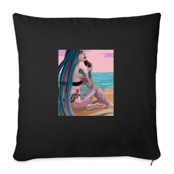 Mermaid Tattoo Retro Goth Girl Beach Sea - Sofa pillowcase 17,3'' x 17,3'' (45 x 45 cm) - black - Front