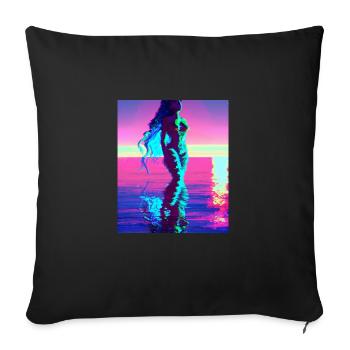 Mermaid Portrait 80s Retro - Sofa pillowcase 17,3'' x 17,3'' (45 x 45 cm) - black - Front