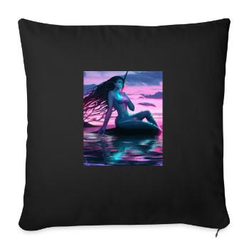 Mermaid Portrait 80s Retro - Sofa pillowcase 17,3'' x 17,3'' (45 x 45 cm) - black - Front
