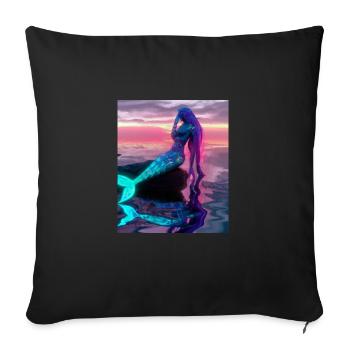 Mermaid Portrait 80s Retro - Sofa pillowcase 17,3'' x 17,3'' (45 x 45 cm) - black - Front