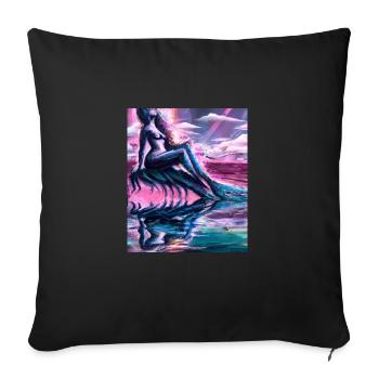 Mermaid Portrait 80s Retro - Sofa pillowcase 17,3'' x 17,3'' (45 x 45 cm) - black - Front