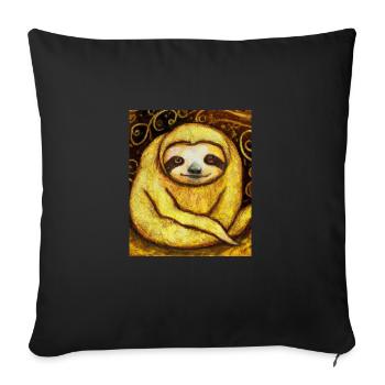 Sloth Portrait Funny Gustav Klimt Style - Sofa pillowcase 17,3'' x 17,3'' (45 x 45 cm) - black - Front
