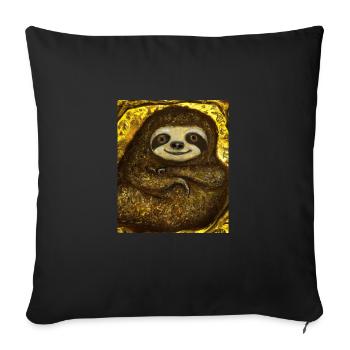 Sloth Portrait Funny Gustav Klimt Style - Sofa pillowcase 17,3'' x 17,3'' (45 x 45 cm) - black - Front