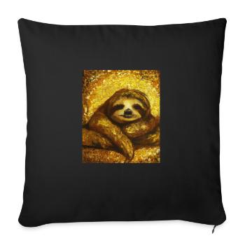 Sloth Portrait Funny Gustav Klimt Style - Sofa pillowcase 17,3'' x 17,3'' (45 x 45 cm) - black - Front
