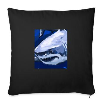Grand Requin Blanc Vincent Van Gogh Style - Housse de coussin décorative 45 x 45 cm - noir - Devant