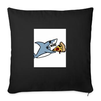 Weißer Hai Haifisch Isst Pizza - Sofakissenbezug 45 x 45 cm - Schwarz - Vorne