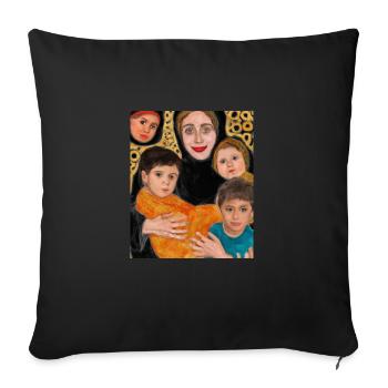 Gustav Klimt Style Portrait of a Mom with Four - Sofa pillowcase 17,3'' x 17,3'' (45 x 45 cm) - black - Front