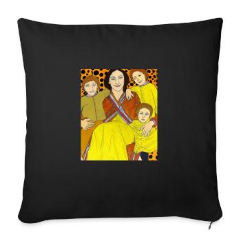 Gustav Klimt Portrait d’une Maman avec trois - Housse de coussin décorative 45 x 45 cm - noir - Devant