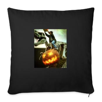Halloween Dino Boy Riding Dinosaur Skeleton - Sofa pillowcase 17,3'' x 17,3'' (45 x 45 cm) - black - Front